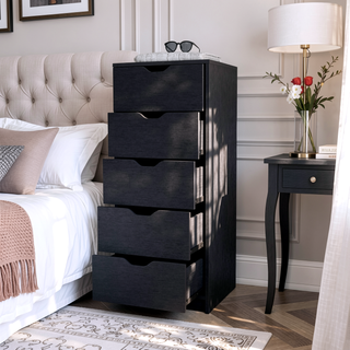 Sunvega Dillon 5 Narrow Drawer Dresser Tall Chest of Drawers with Pull-Out Mechanism
