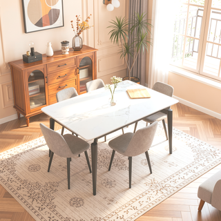 Sunvega Luxury Sintered Stone Dining Table with Metal Legs for Family Gatherings