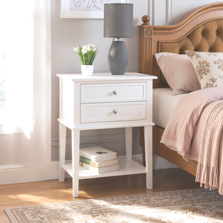 Sunvega Elegant Contemporary Nightstand with Open Shelf for Compact Storage