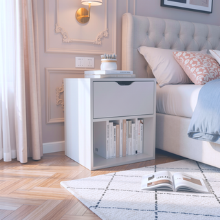 Sunvega 50x40x60 cm Nightstand End Table with Spacious Sliding Drawer
