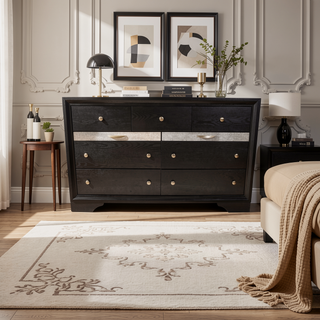 Sunvega Seven Drawer Wood Dresser with Spacious Storage for Bedroom