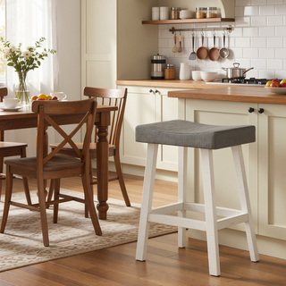 Sunvega 4-Piece Counter Height Dining Set with Table and 3 Stools in White and Coffee