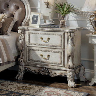 Sunvega Traditional Luxury Nightstand with 2 Drawers in Cherry Oak Finish