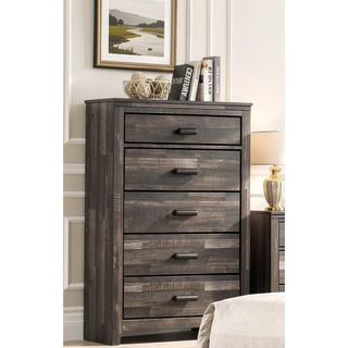 Sunvega Contemporary Brown Mix Finish Nightstand with Two Storage Drawers and Black Metal Pull