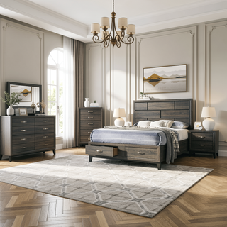 Sunvega Weathered Grey 2-Drawer Nightstand with Smooth Metal Glide and Modern Flat Surface