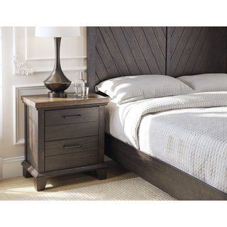 Sunvega Rustic Farmhouse Nightstand with Two Ultra-Deep Planked Drawers