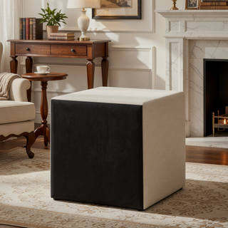 Sunvega Upholstered Beige Linen Look Nightstand with Two Storage Drawers