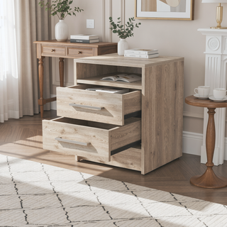 Sunvega Philadelphia Two Drawer Nightstand with Concealed Open Shelf