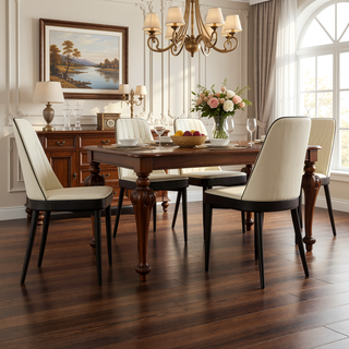 Sunvega Modern PU Leather Dining Chairs with Thick Soft Cushions and Black Metal Legs