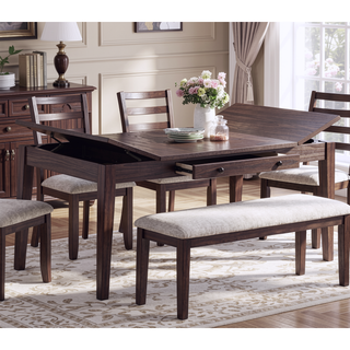 Sunvega Walnut Color Cushion Padded Seat Dining Room Bench in Contemporary Style