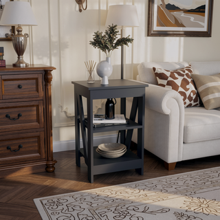 Sunvega 3-Tier Side Table with Open Shelves for Living Room and Bedroom