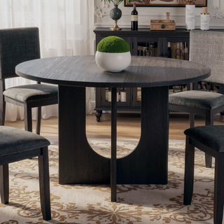 Sunvega Transitional Natural Tone Rubberwood Dining Table with Trestle Base