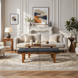 Sunvega Black PU Leather Upholstered Lucia Bench with Solid Teak Wood Legs