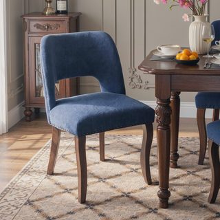 Sunvega Modern Fabric Upholstered Dining Chairs Set of 2 with Hollow-out Design and Curved Backrest