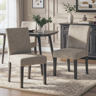 Sunvega Contemporary Upholstered Dining Chairs with Rubberwood Legs and Tapered Design