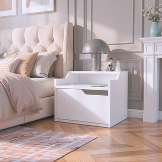 Sunvega Dark Brown Floating Nightstand with Versatile Dual-Shelf Display Design