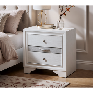 Sunvega Modern Black Nightstand with Hidden Jewelry Drawer and Nickel Knob