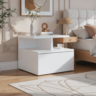 Sunvega Floating Nightstand with Large Drawer and Multiple Shelves for Storage or Decor