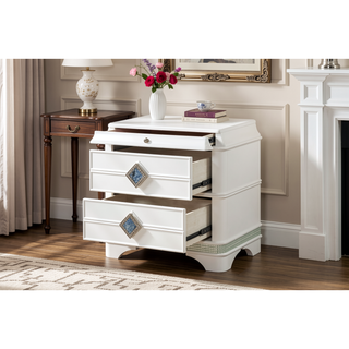 Sunvega Modern Style Nightstand with Soft-Closing Drawers and Crystal Accents