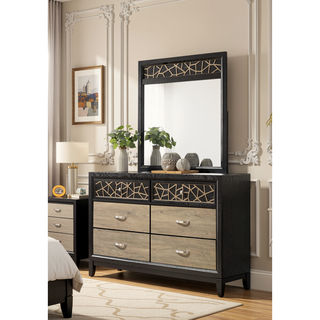 Sunvega Modern Contemporary Wood Dresser with Six Spacious Drawers