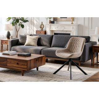 Sunvega Mid-Century Modern Tufted Diamond Pattern Upholstered Swivel Dining Chair