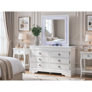 Sunvega Sophisticated Silver Champagne Transitional Nightstand with Two Drawers for Storage