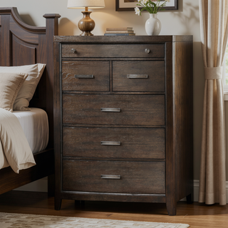 Sunvega Antique Brown Finish Six Storage Drawers Cedar Lined Dresser