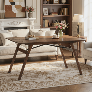 Sunvega Walnut Finish Rectangular Wooden Tabletop Casual Dining Furniture