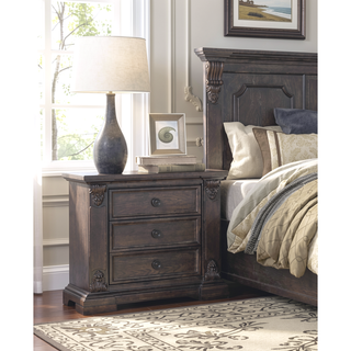 Sunvega Traditional Vintage Nightstand with 3 Dovetail Drawers Espresso Finish