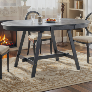 Sunvega Retro Round Extendable Dining Table for Dining Room with Flip Leaves