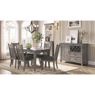 Sunvega Rustic Gray Dining Table with Two Storage Drawers and Leaf