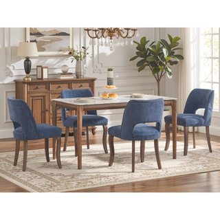 Sunvega Modern Fabric Upholstered Dining Chairs Set of 2 with Hollow-out Design and Curved Backrest