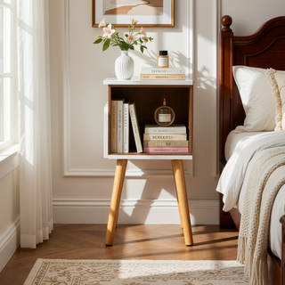 Sunvega Modern 2-Piece Bedside Table with Drawers and Shelves for Bedroom