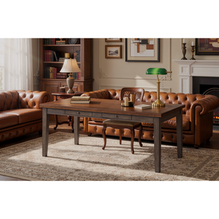 Sunvega Casual Rustic Two-Tone Finish Dining Table with Six Storage Drawers