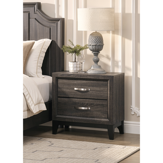 Sunvega Rustic Grey Oak Modern Nightstand with 2 Drawers Bedroom Furniture