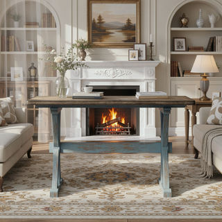 Sunvega Counter Height Casual Dining Table with X Base and Mild Live Edge