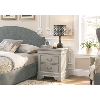 Sunvega Silver Champagne Nightstand with Two Drawers for Compact Spaces