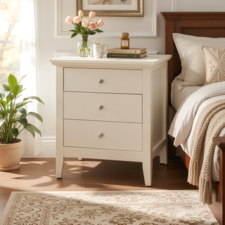 Sunvega Beige Finish Casual Nightstand with Open Shelf for Bedroom
