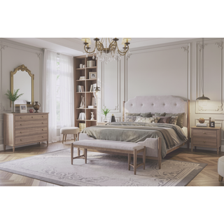 Sunvega Ocean Colored Finish Nightstand with 2 Storage Drawers and Custom Hardware