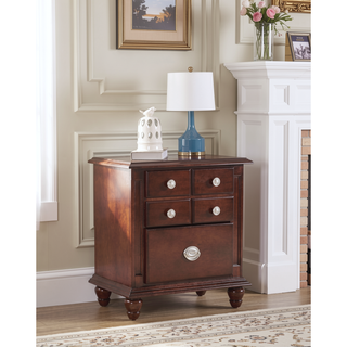 Sunvega Cappuccino Night Stand with Carved Trim and Nickle Hardware