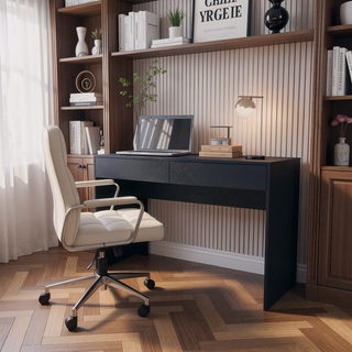 Sunvega 47.3 Inch Wide Writing Computer Desk with Two Drawers for Supplies