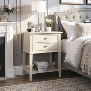Sunvega Elegant Contemporary Nightstand with Open Shelf for Compact Storage