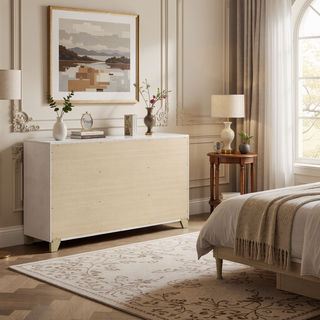 Sunvega Modern 6-Drawer Dresser with Linear Handles and Spacious Storage for Bedroom