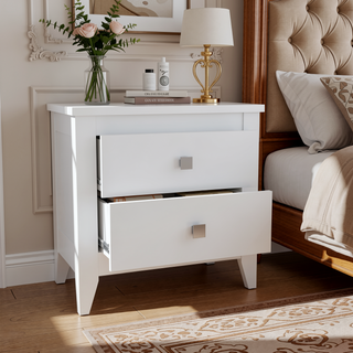 Sunvega Modern Nightstand with Two Drawers and Four Legs in Black Wengue Finish