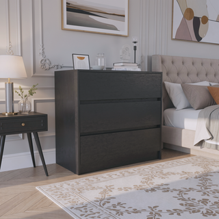 Sunvega White Contemporary Three Drawer Dresser with Pull Out Mechanism