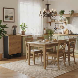 Sunvega White and Macadamia Folding Dining Table with Strong Legs and Three Forms