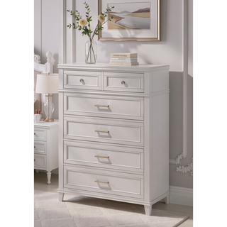 Sunvega Transitional 5 Drawer Chest with French Dovetail and Custom Hardware