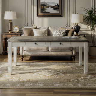 Sunvega Antique White Finish Wooden Bench with Gray Textured Fabric Upholstered Seat