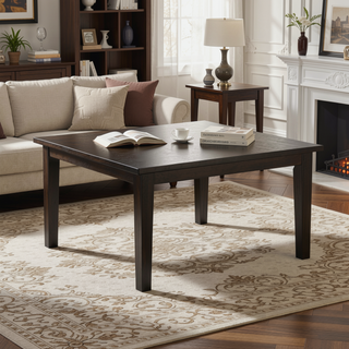 Sunvega Java Brown Solid Rubberwood Square Dining Table for 8 with Lacquered Top
