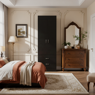 Sunvega Light Gray 2-Door Armoire with Spacious Drawers and Integrated Hanging Rod